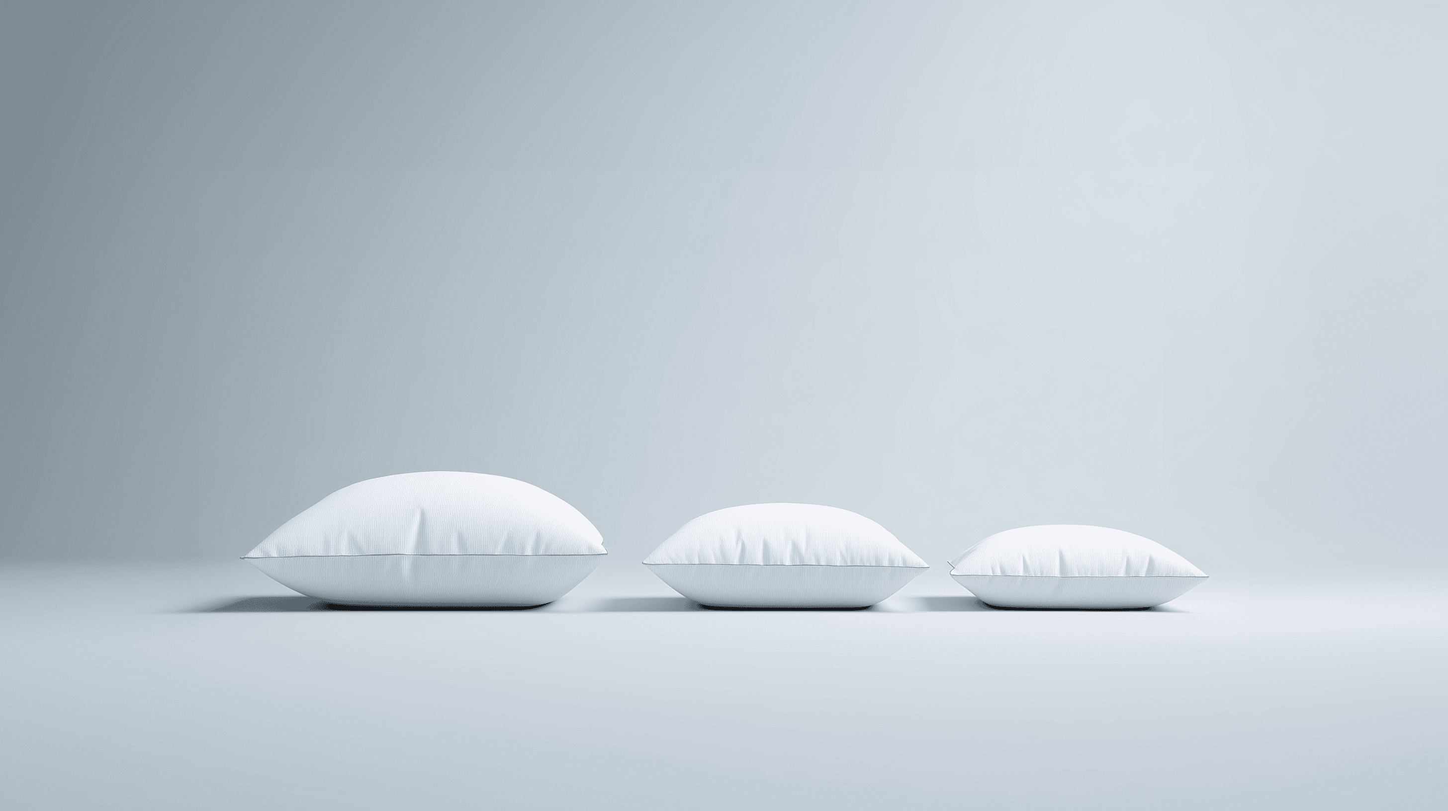 Three differently sized pillows