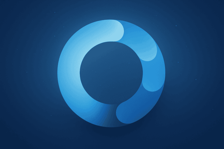 A smooth circular blue gradient graphic representing the four sleep stages, shown as a flowing loop on a dark night-sky background with soft glowing accents.